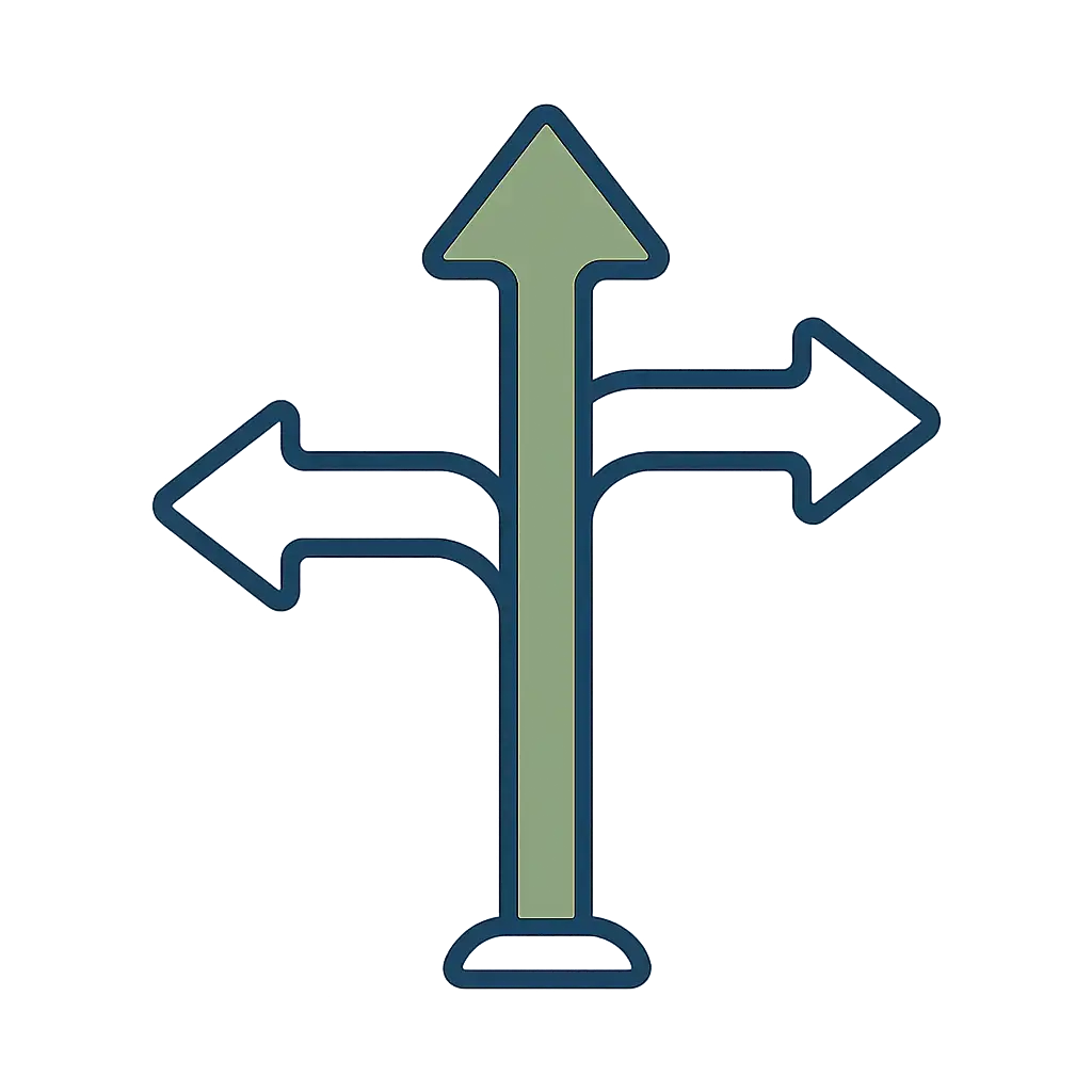 Three-direction arrow icon – Green Label Talks sustainability strategy visual