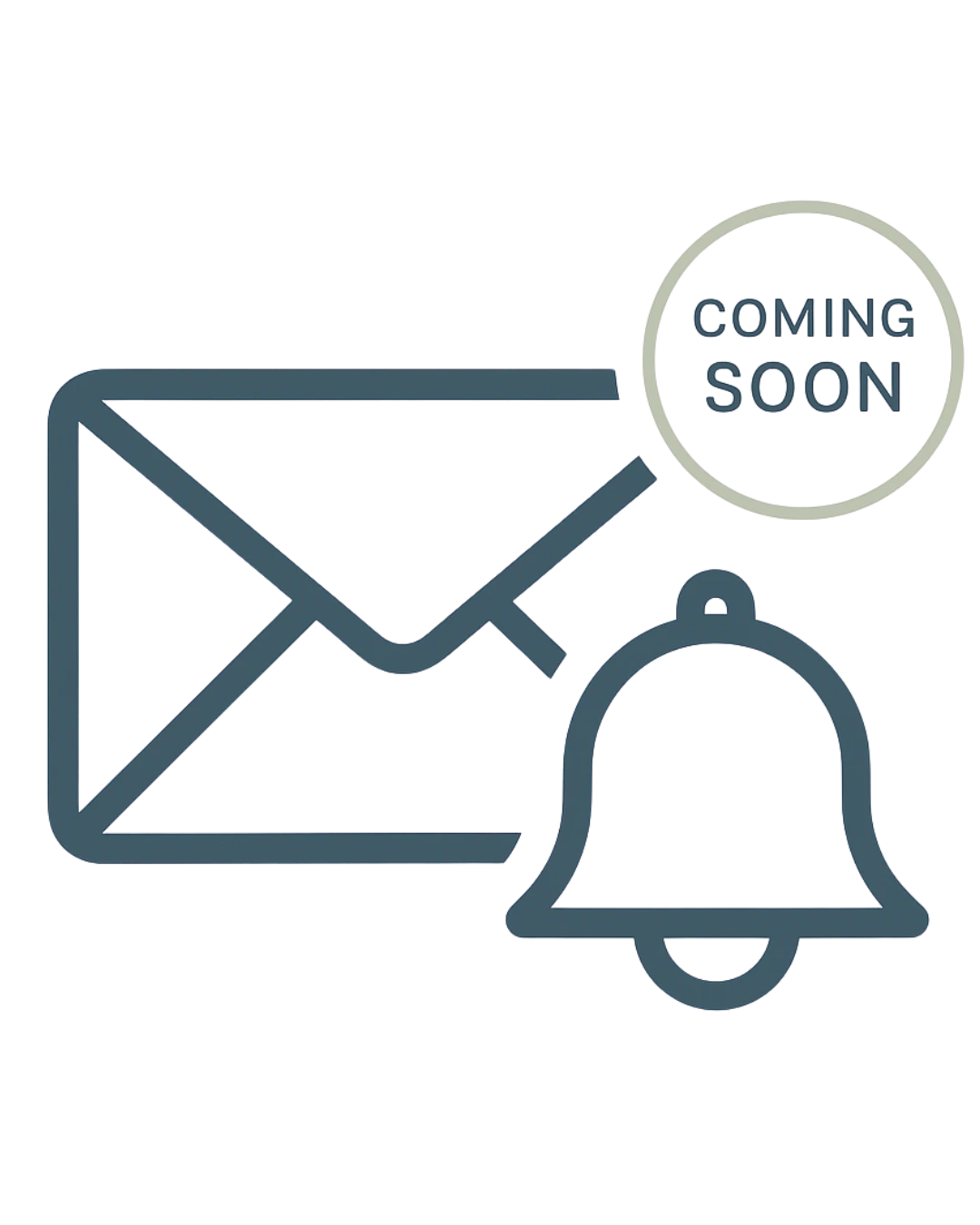 Envelope and notification bell with “Coming Soon” text – Green Label Talks newsletter illustration